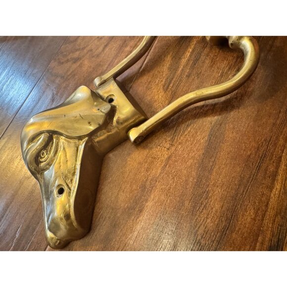 DOG HEAD DOOR KNOCKER FIGURAL SETTER POINTER DACHSHUND BEAGLE BRASS HEAVY 9” - Picture 7 of 10